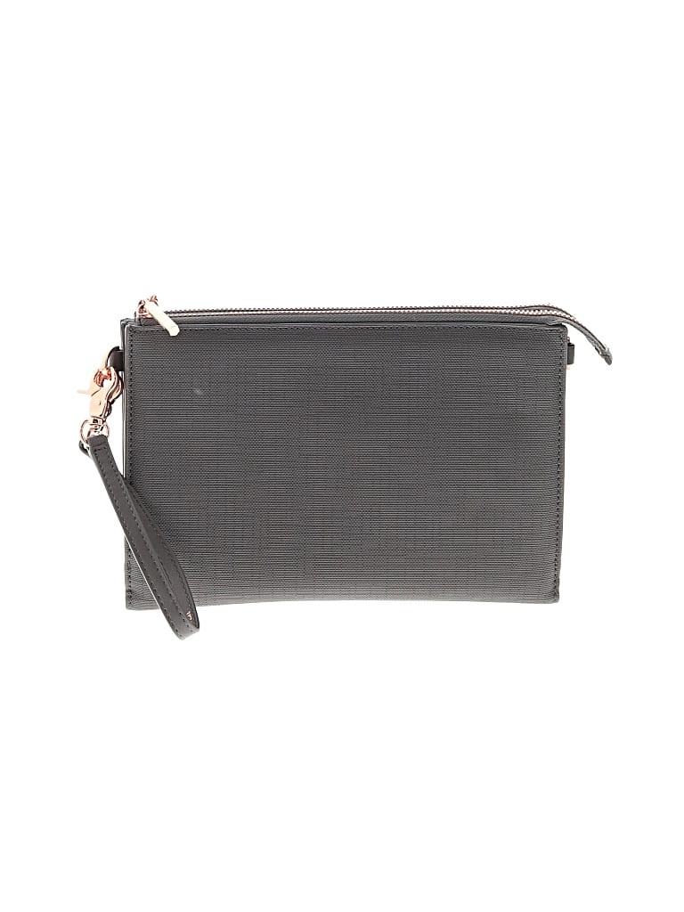 Pre-owned Dagne Dover Leather Wristlet In Gray