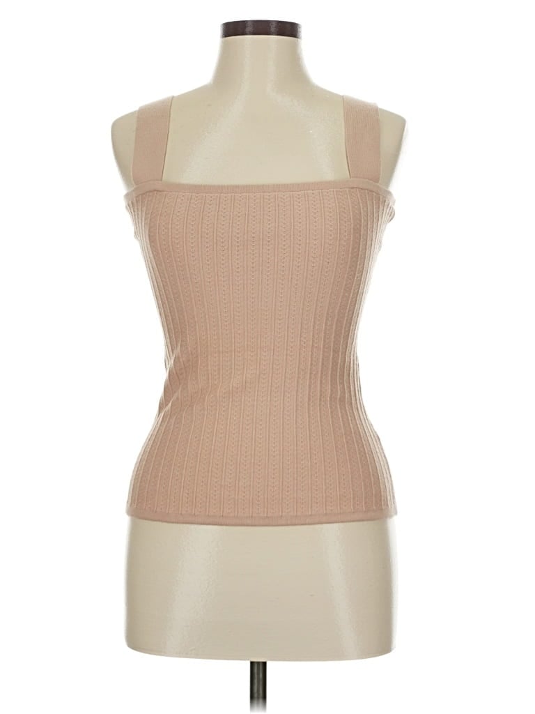 Pre-owned Lpa Tank Top Tan Strapless Neckline Tops In Brown