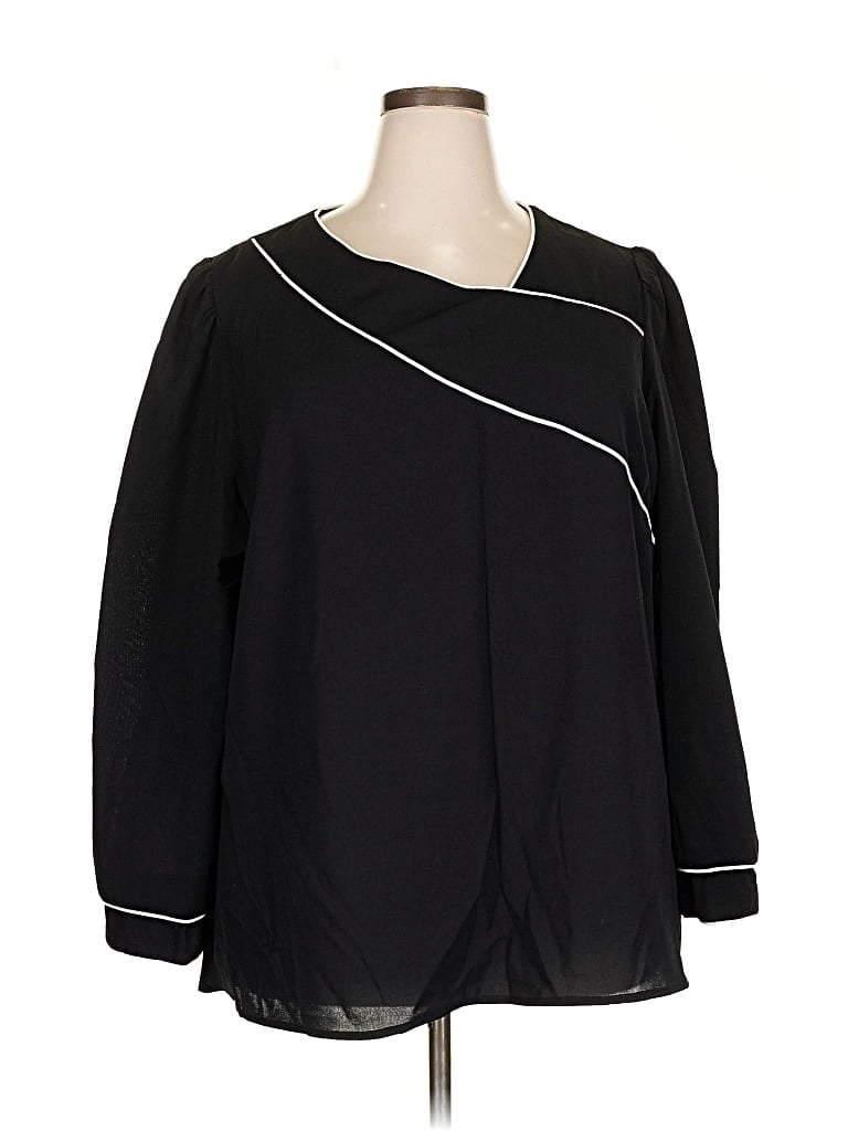 Pre-owned Shein Curve Long Sleeve Blouse In Black