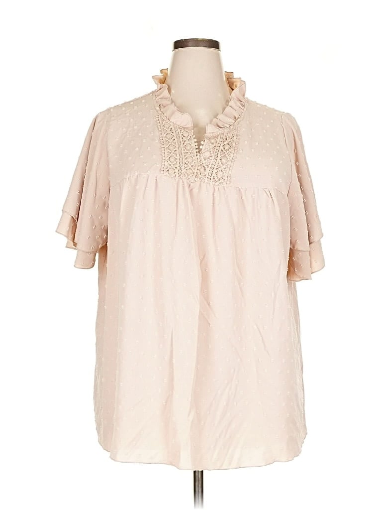 Pre-owned Shein Curve Short Sleeve Blouse In Brown