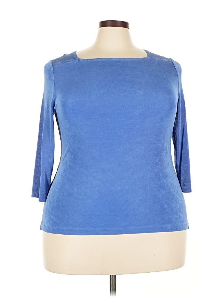 Pre-owned Travelers By Chico's 3/4 Sleeve Top Blue Boatneck Tops