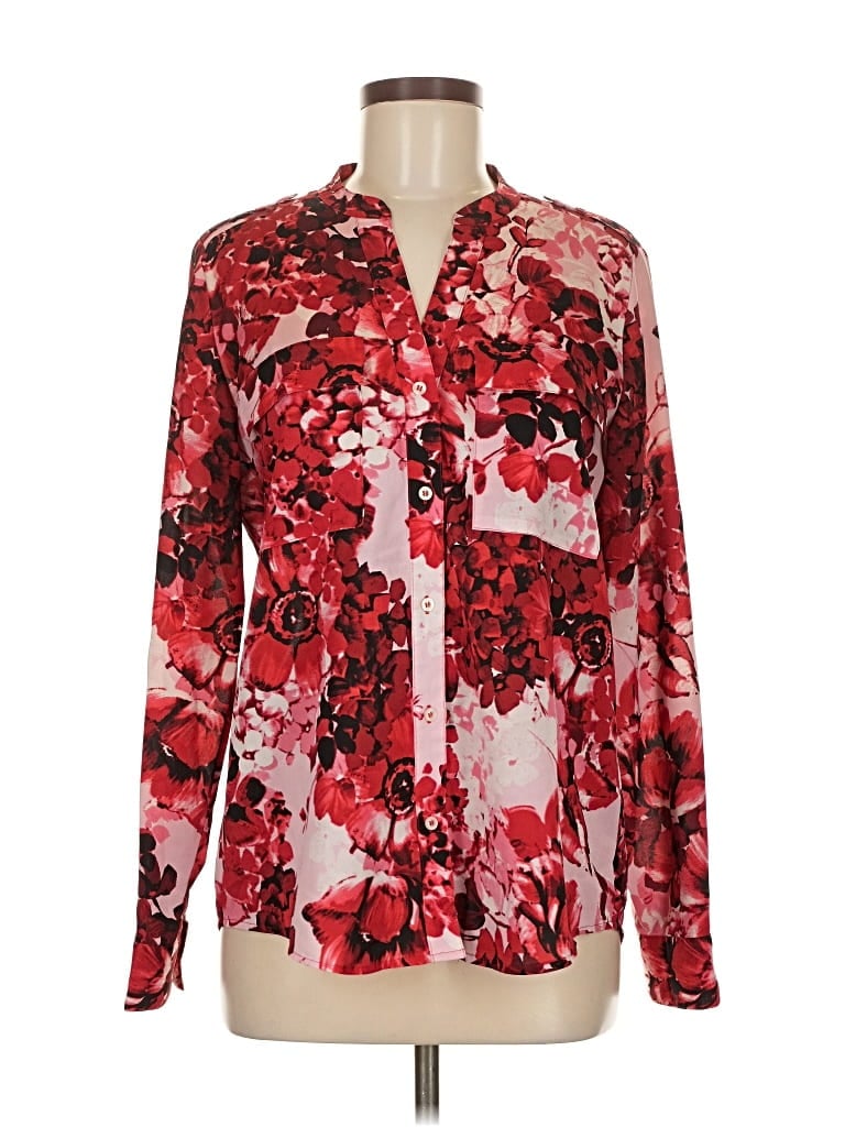 Pre-owned Calvin Klein Long Sleeve Blouse In Red