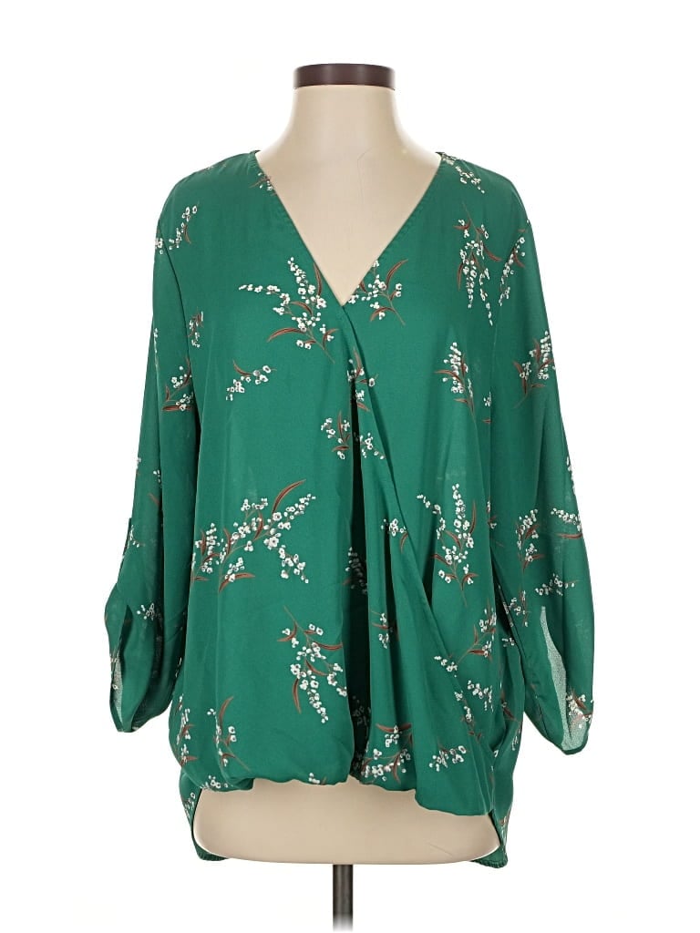 Pre-owned West Kei 3/4 Sleeve Blouse In Green