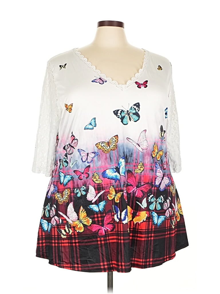 Pre-owned Rose Gal 3/4 Sleeve Blouse In White