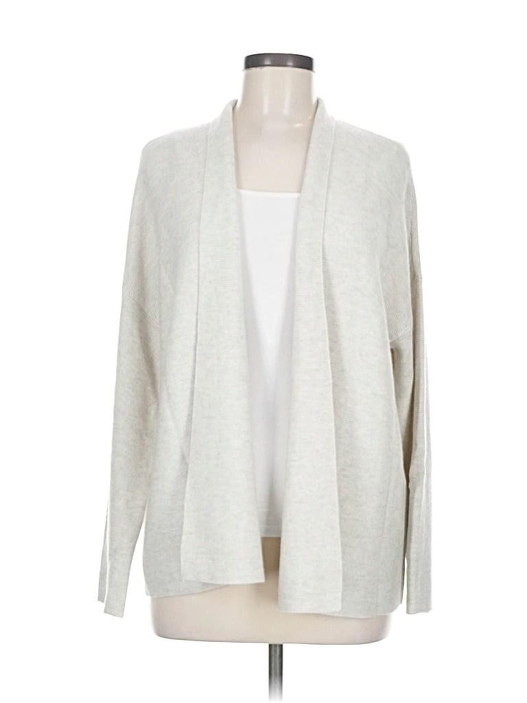 Pre-owned Eileen Fisher Silk Cardigan Sweater In White
