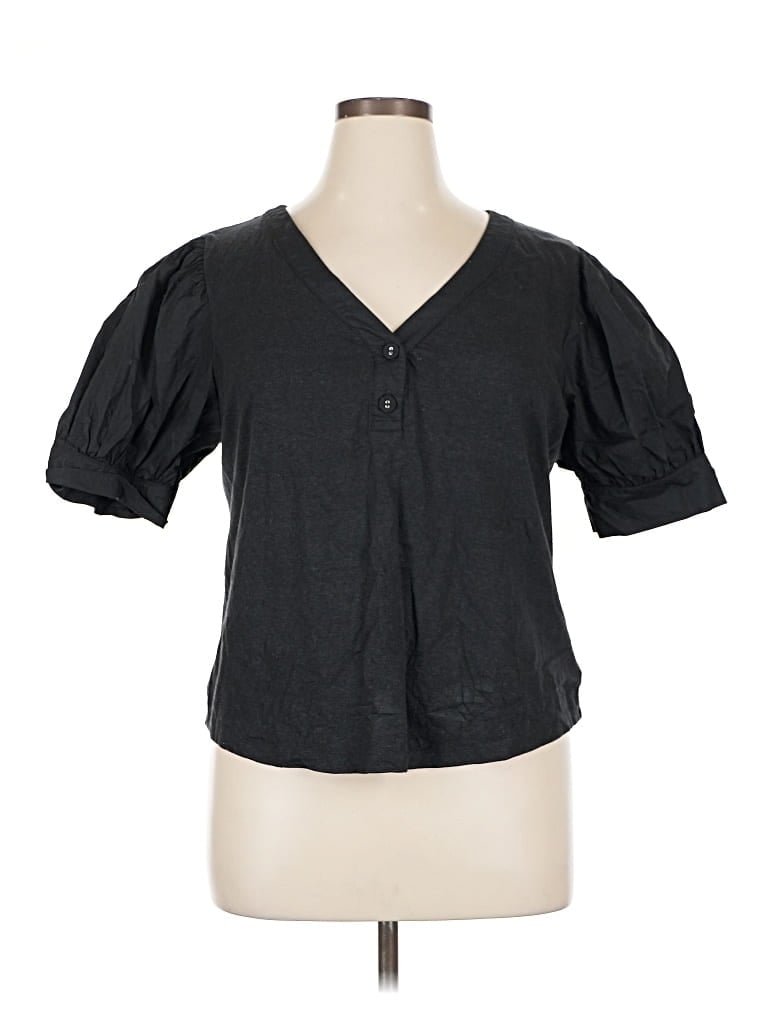 Pre-owned Gap Short Sleeve Top Black Sweetheart Neckline Tops