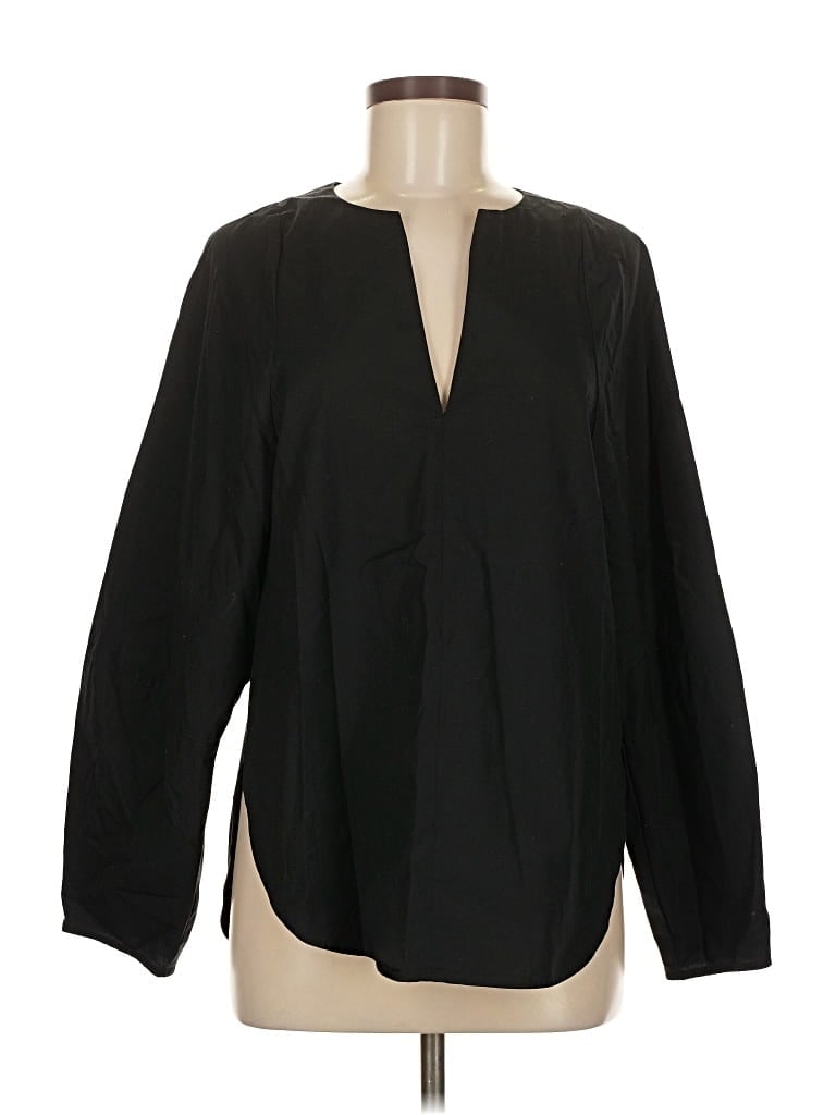 Pre-owned Vince Long Sleeve Blouse In Black