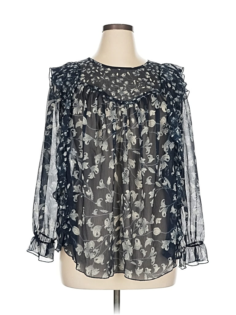 Pre-owned Lucky Brand 3/4 Sleeve Blouse In Silver