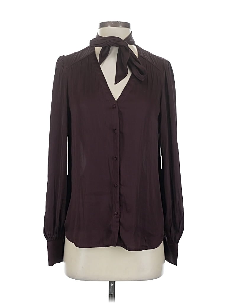 Pre-owned Paige Long Sleeve Blouse In Burgundy