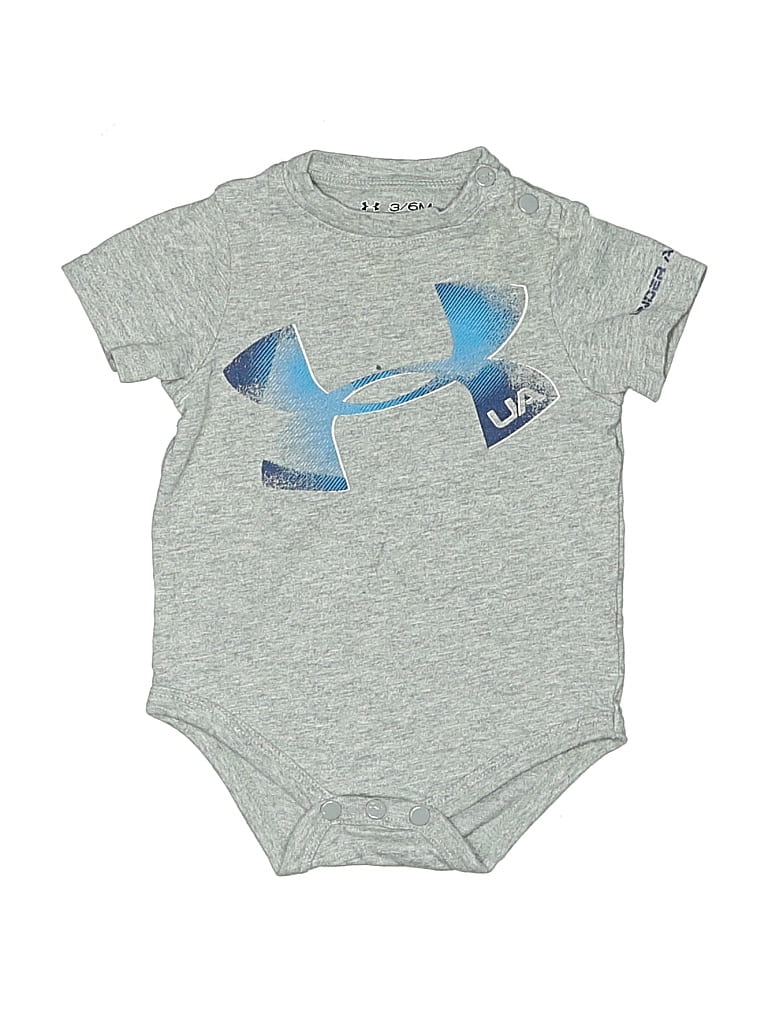 Pre-owned Under Armour Babies' Short Sleeve Onesie In Gray
