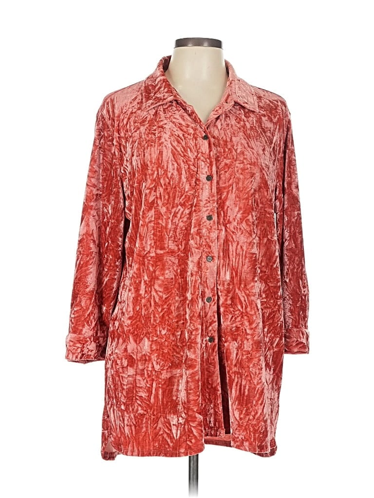 Pre-owned Multiples Long Sleeve Button Down Shirt In Red