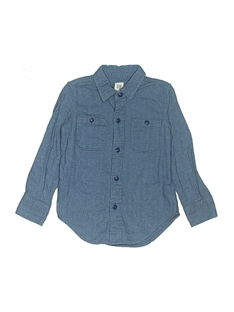 Pre-owned Gap Kids' Long Sleeve Button Down Shirt In Blue
