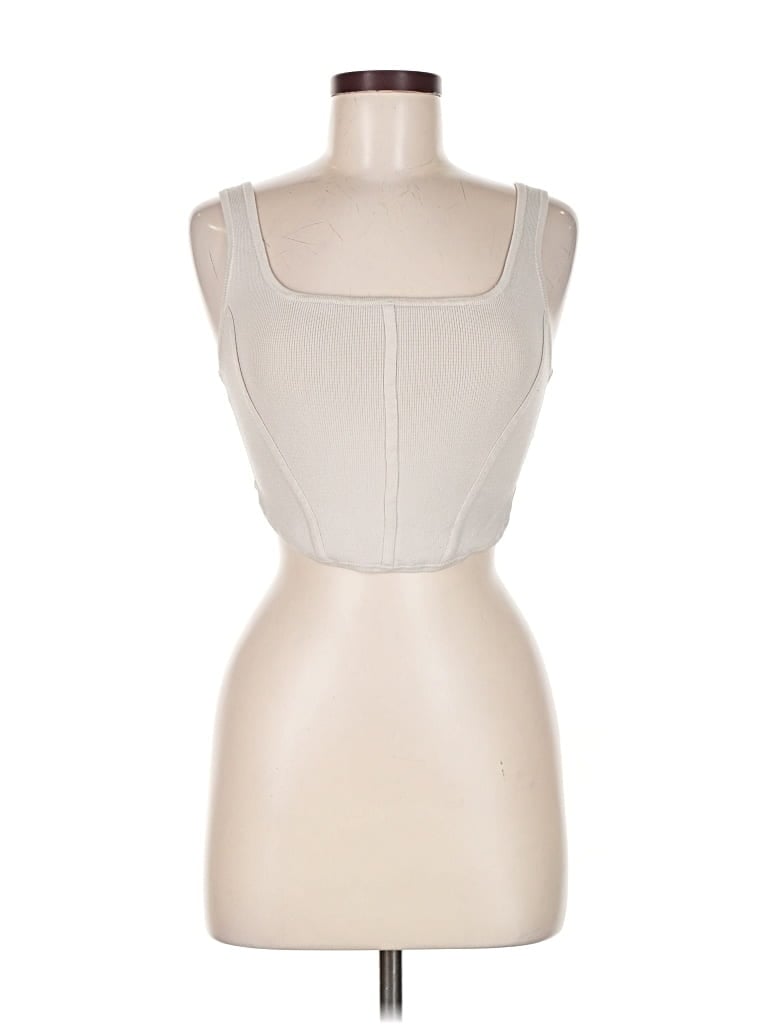 Pre-owned Babaton Tank Top Ivory Strapless Neckline Tops In White