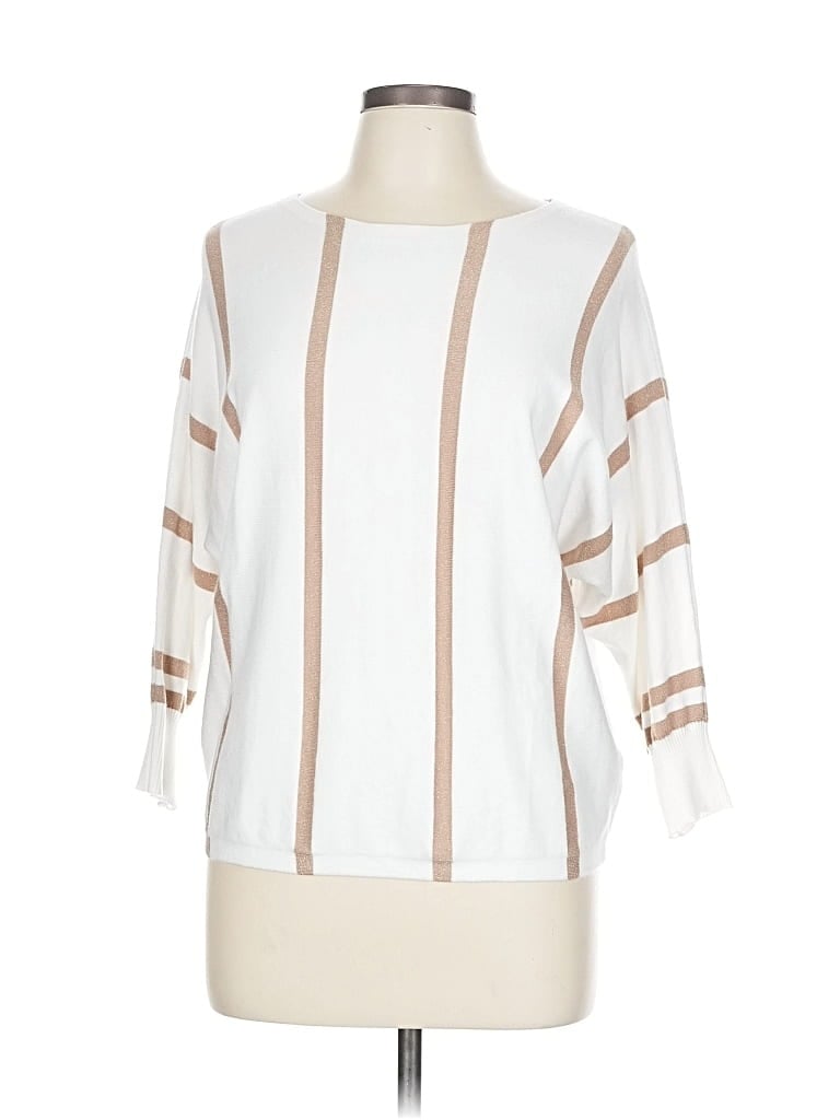 Pre-owned Aaeda 3/4 Sleeve Top White Boatneck Tops