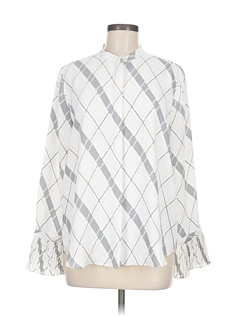 Pre-owned Ann Taylor Long Sleeve Blouse In Silver