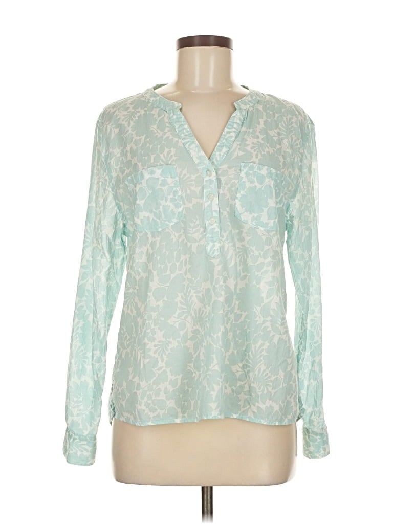 Pre-owned Carve Designs Long Sleeve Blouse In Blue