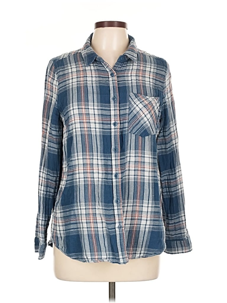 Pre-owned Vanilla Star Long Sleeve Button Down Shirt In Blue