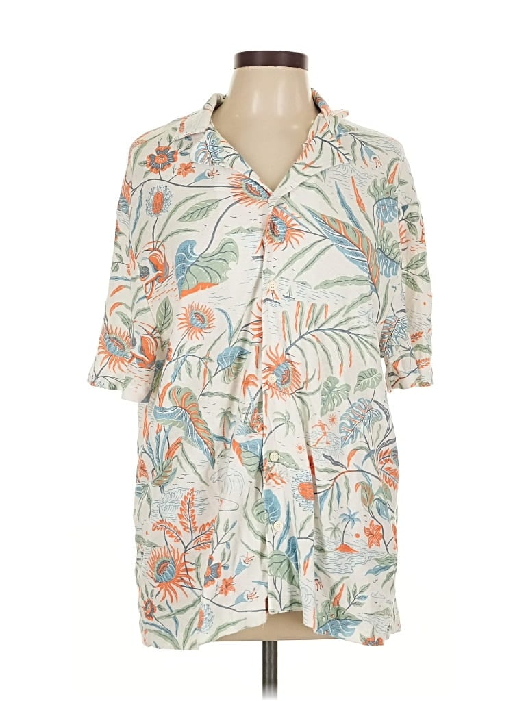 Pre-owned Zara 3/4 Sleeve Button Down Shirt In White