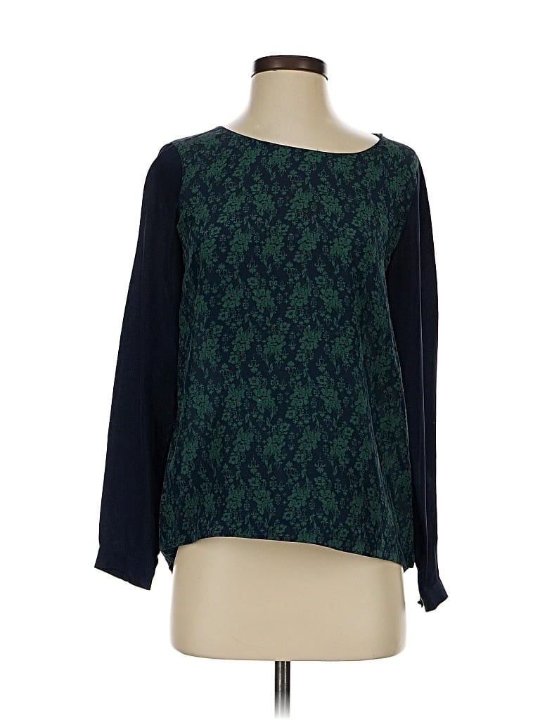 Pre-owned Club Monaco 3/4 Sleeve Silk Top Green Boatneck Tops