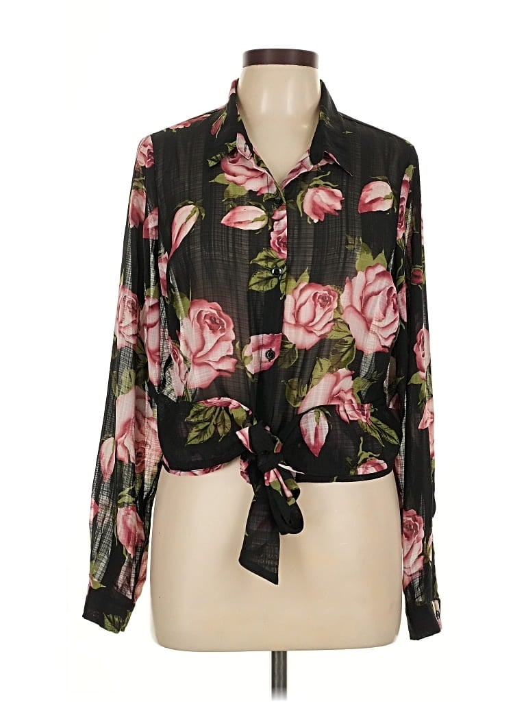 Pre-owned Guess Long Sleeve Blouse In Black