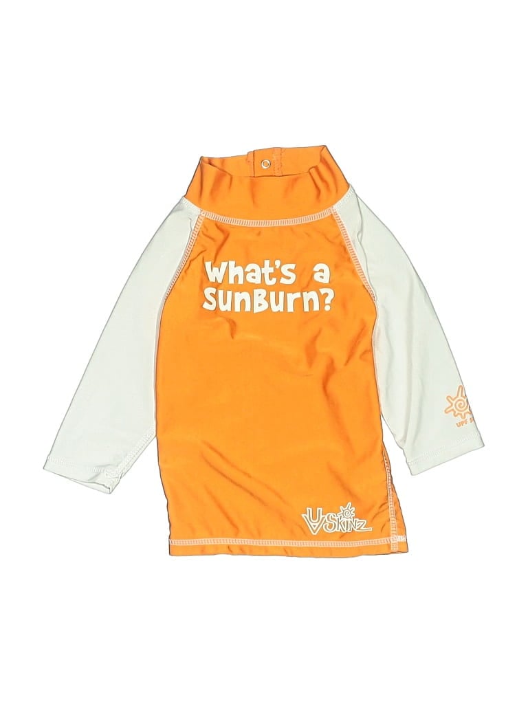 Pre-owned Uv Skinz Kids' 3/4 Sleeve Top Orange Mock Neckline Tops
