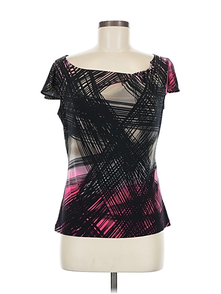 Pre-owned Worthington Short Sleeve Top Black Square Neckline Tops