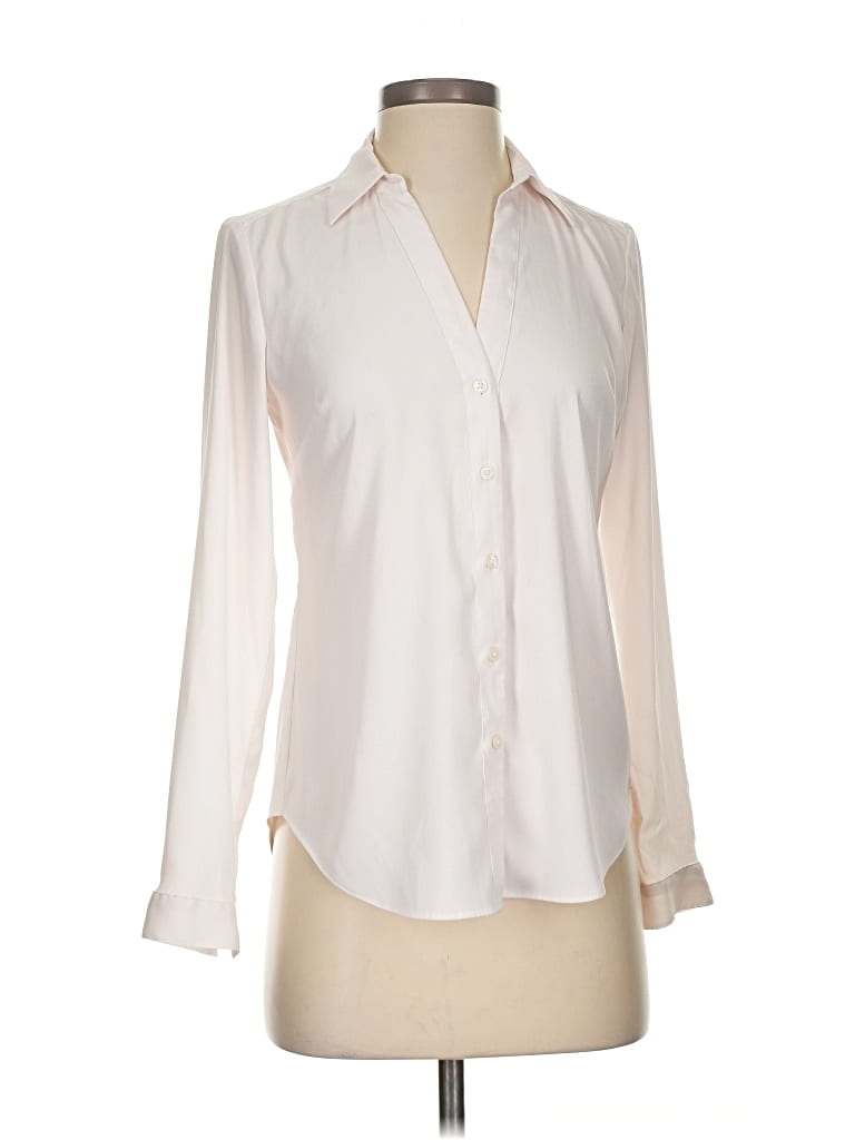 Pre-owned Ann Taylor Long Sleeve Blouse In White