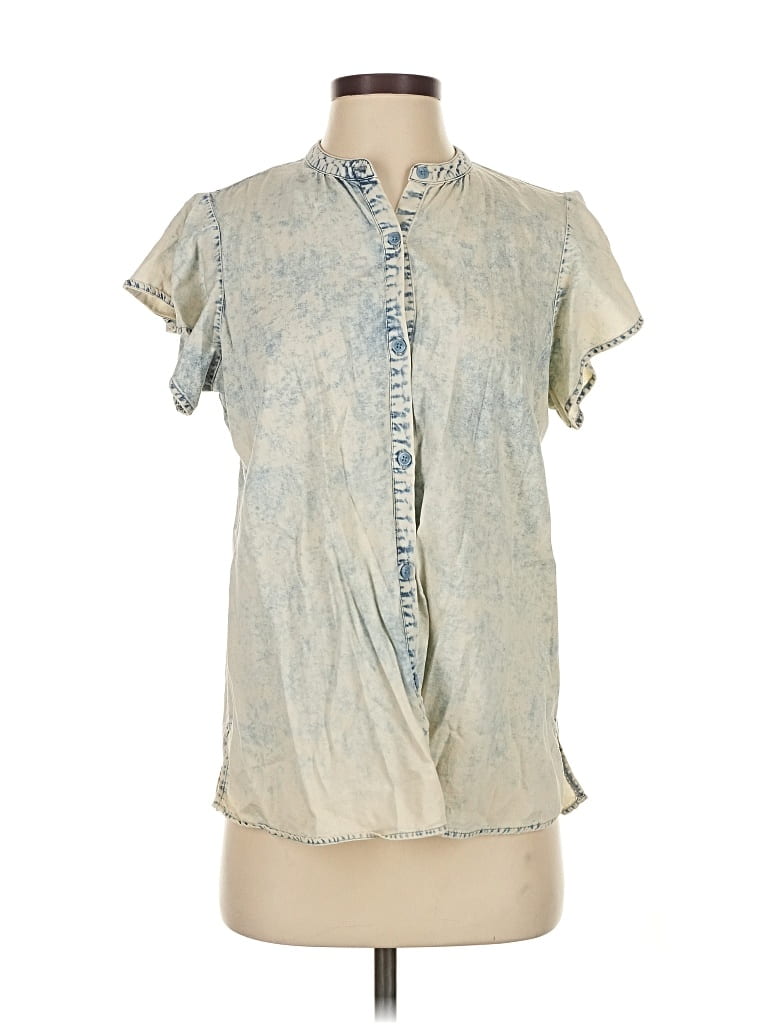 Pre-owned Laurie Felt Short Sleeve Blouse In Blue