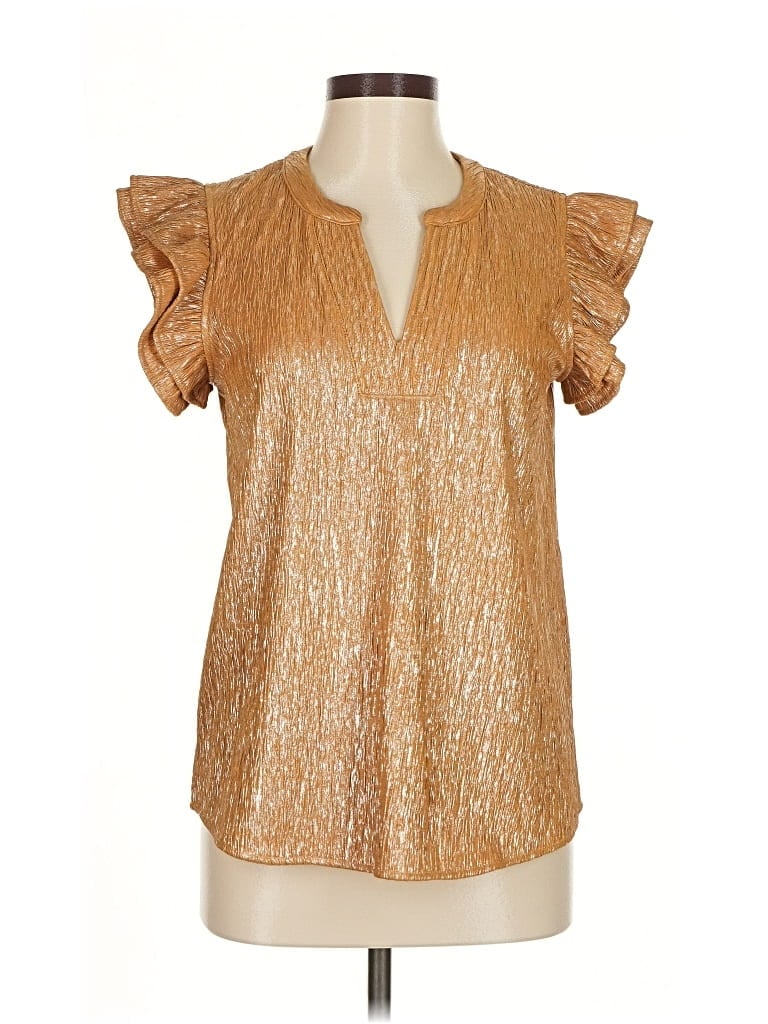Voy Short Sleeve Blouse In Gold