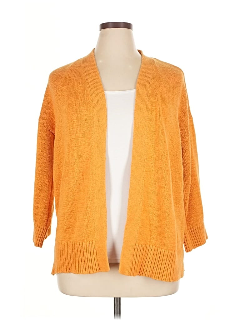 Pre-owned Ann Taylor Loft Cardigan Sweater In Orange