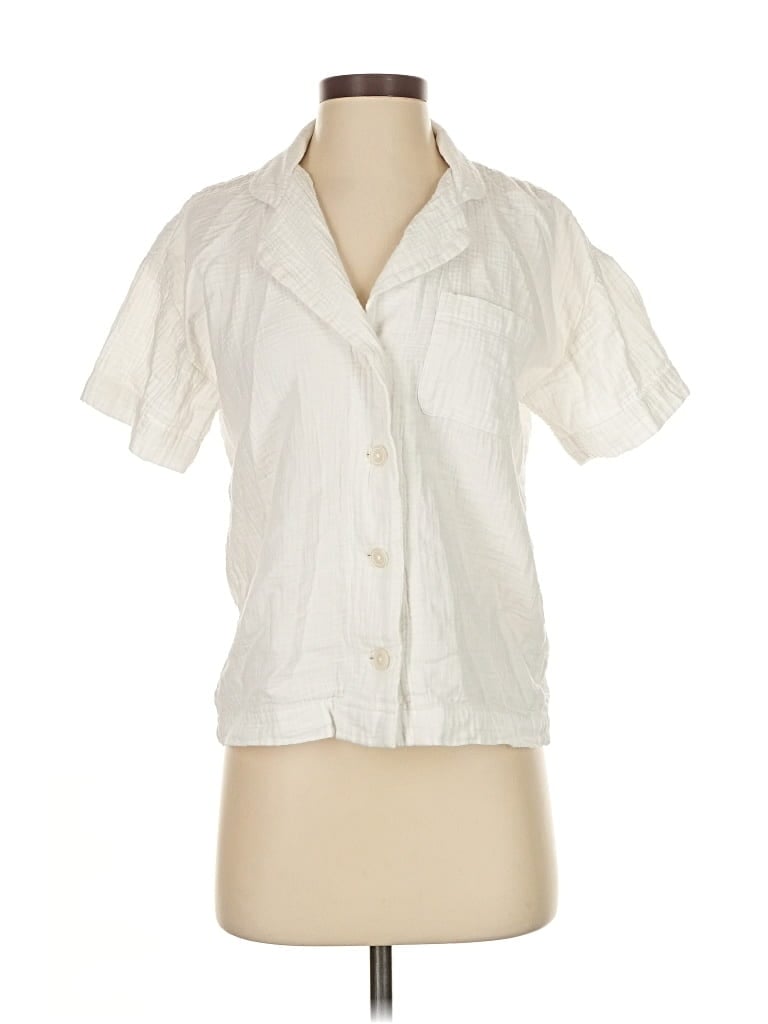Pre-owned Madewell Short Sleeve Blouse In White