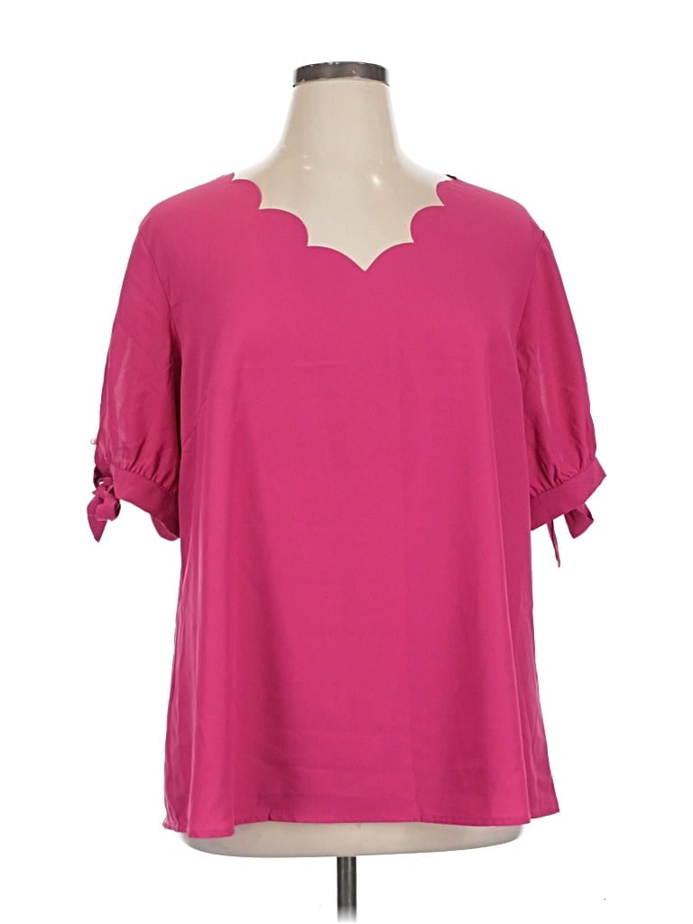 Pre-owned Bloomchic Short Sleeve Blouse In Pink