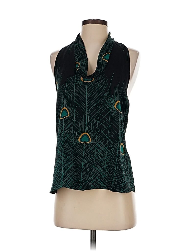 Pre-owned Parker Sleeveless Silk Top Black Halter Neckline Tops