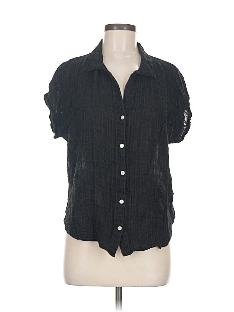 Pre-owned Cloth & Stone Short Sleeve Blouse In Black