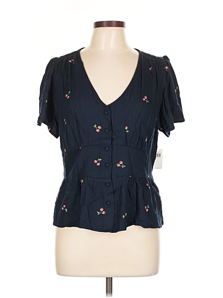 Pre-owned Old Navy Short Sleeve Blouse In Blue