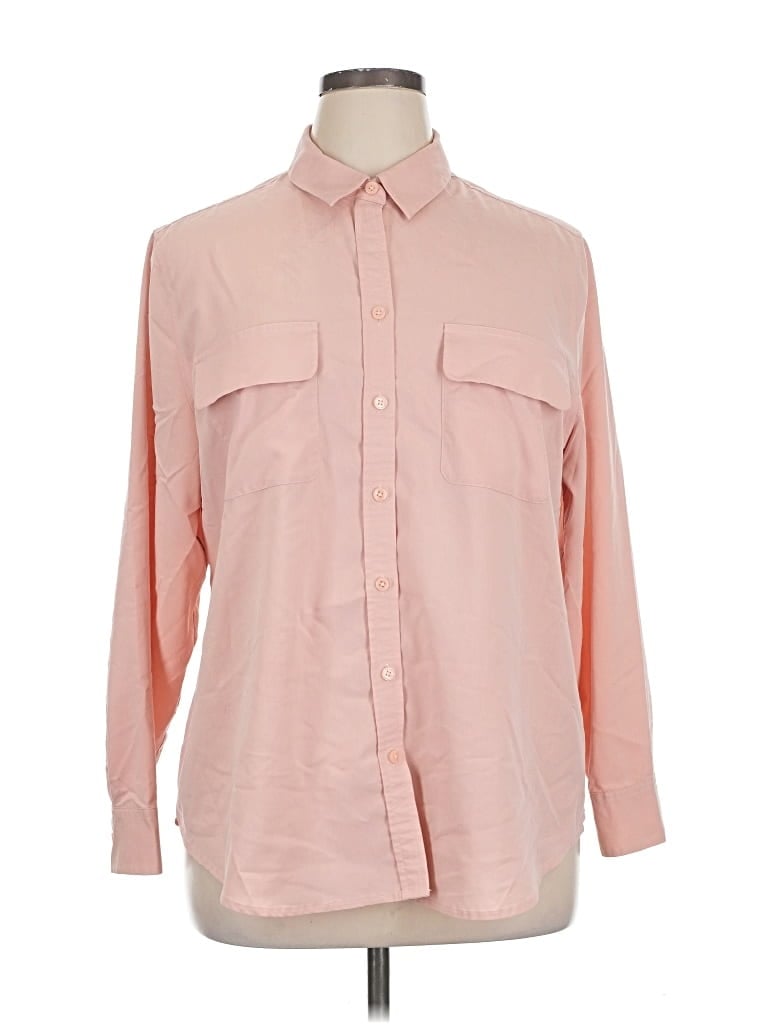 Pre-owned Chico's Long Sleeve Button Down Shirt In Pink