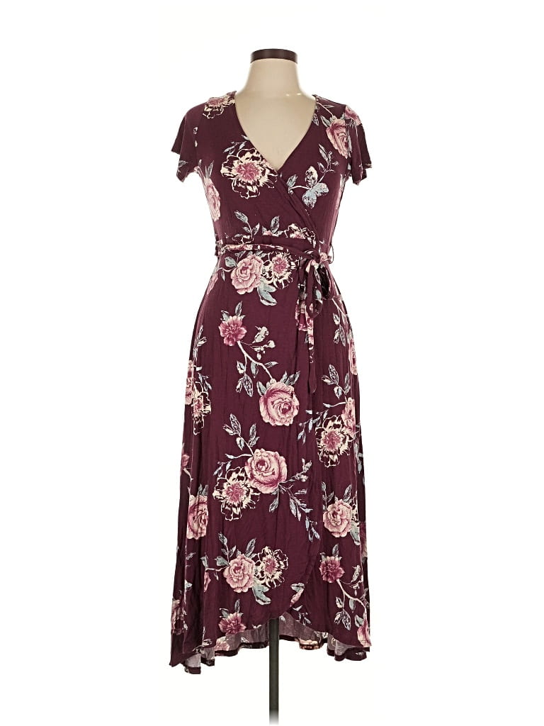 Pre-owned About A Girl Casual Dress In Burgundy
