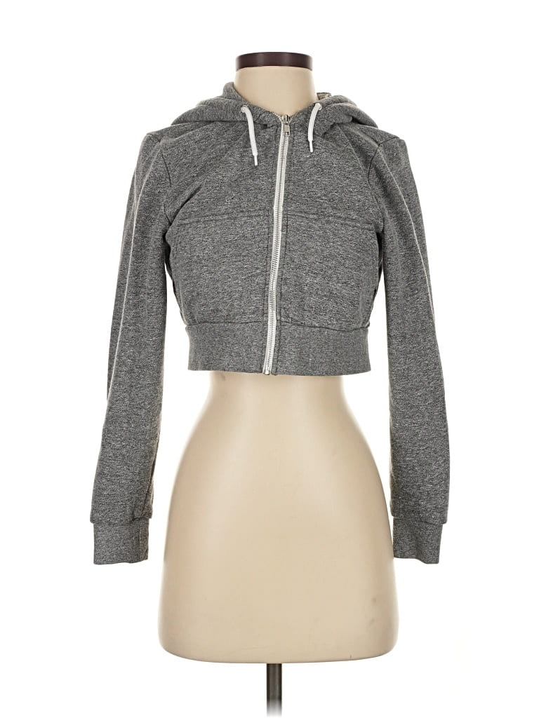 Pre-owned American Apparel Zip Up Hoodie In Gray