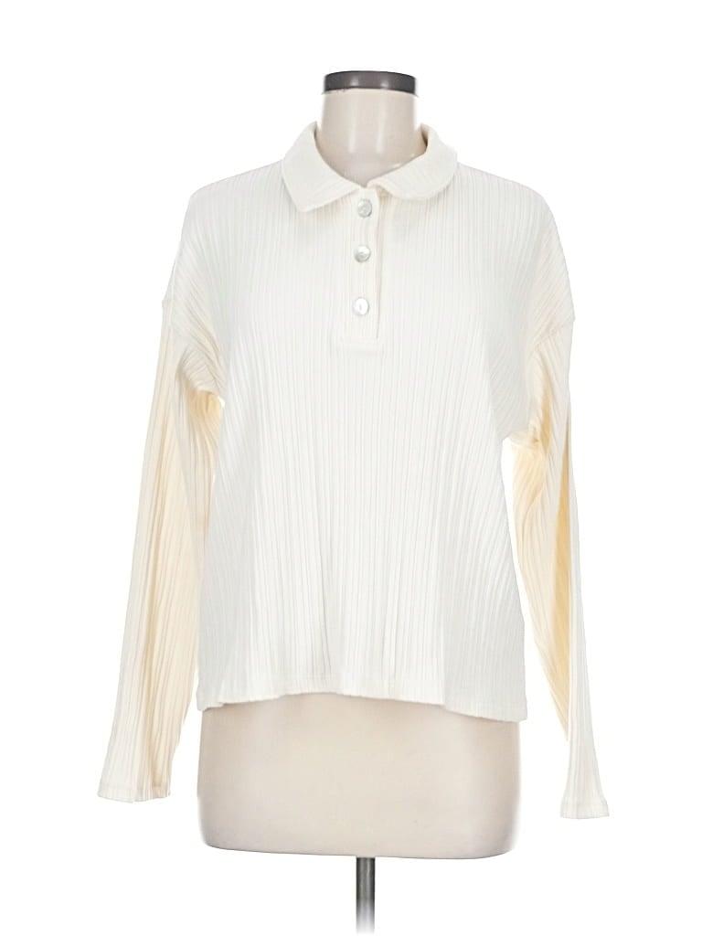 Pre-owned Madewell Long Sleeve Blouse In White