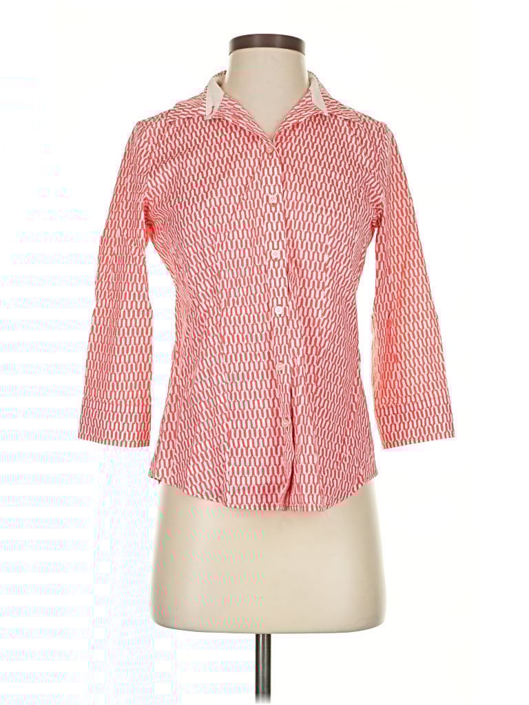 Pre-owned Talbots 3/4 Sleeve Button Down Shirt In Red