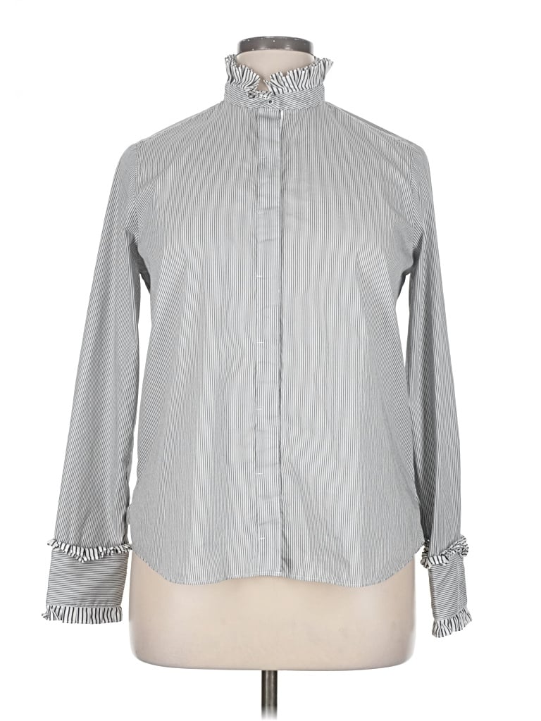 Pre-owned Per Se By Carlisle Long Sleeve Button Down Shirt In Black