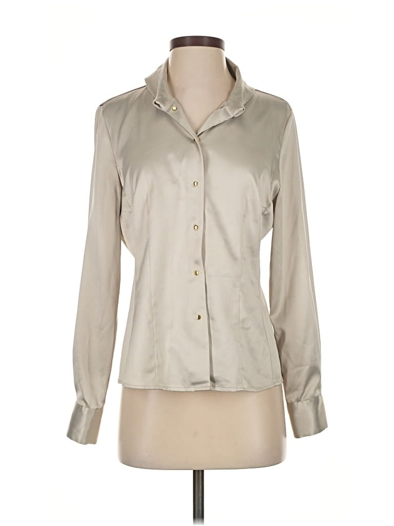 Pre-owned T Tahari Long Sleeve Blouse In Brown