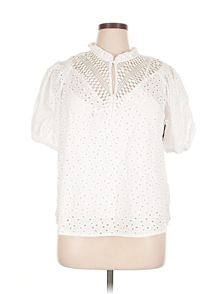 Pre-owned Simply Vera Vera Wang Short Sleeve Blouse In White