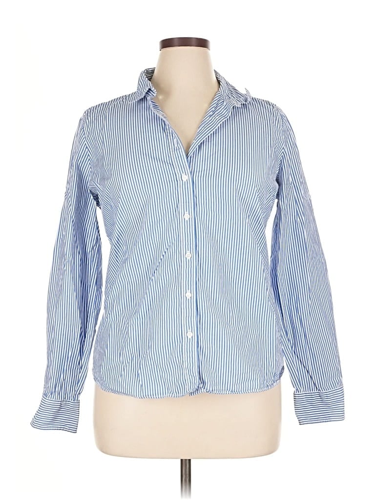 Pre-owned Haberdashery For J.crew Long Sleeve Button Down Shirt In Blue