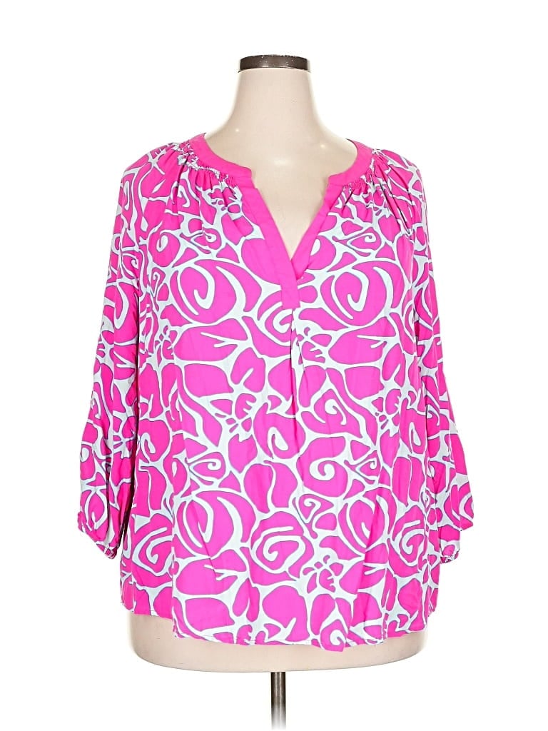 Pre-owned Crown & Ivy 3/4 Sleeve Blouse In Pink