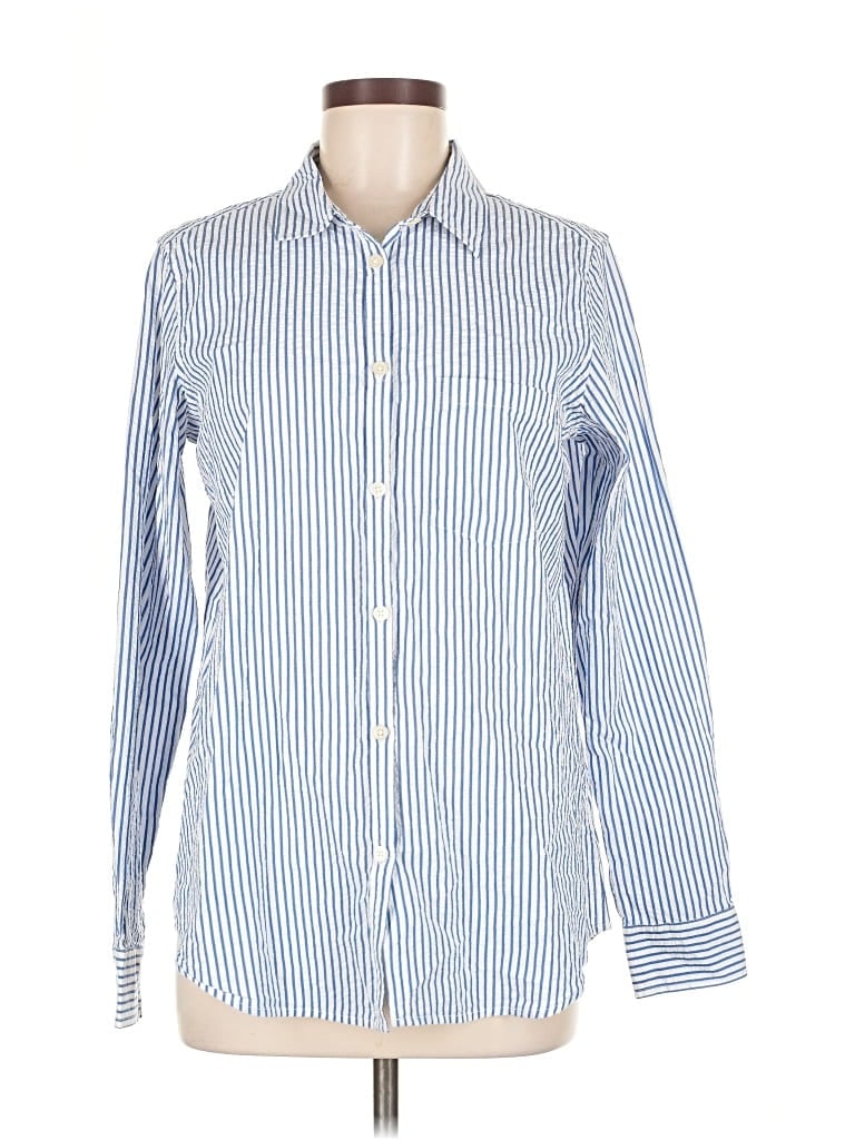 Gap Long Sleeve Button Down Shirt In Blue