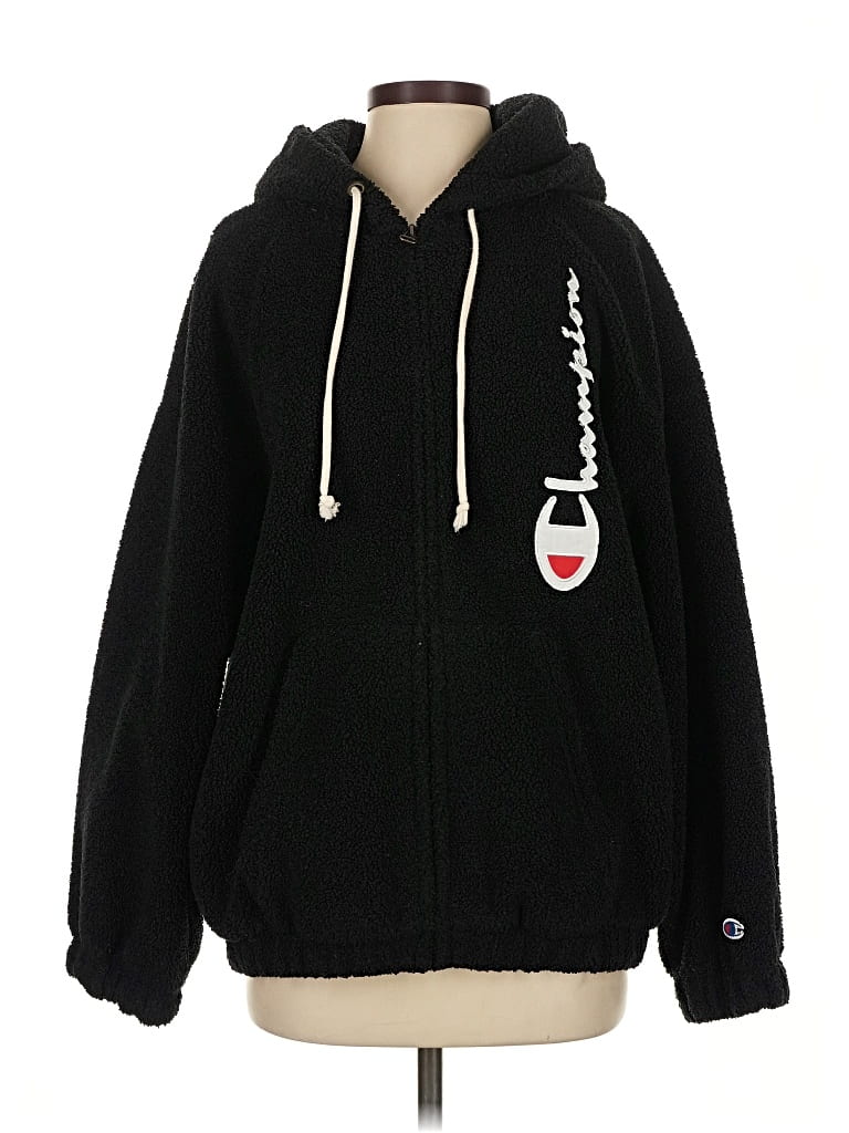 Pre-owned Champion Zip Up Hoodie In Black