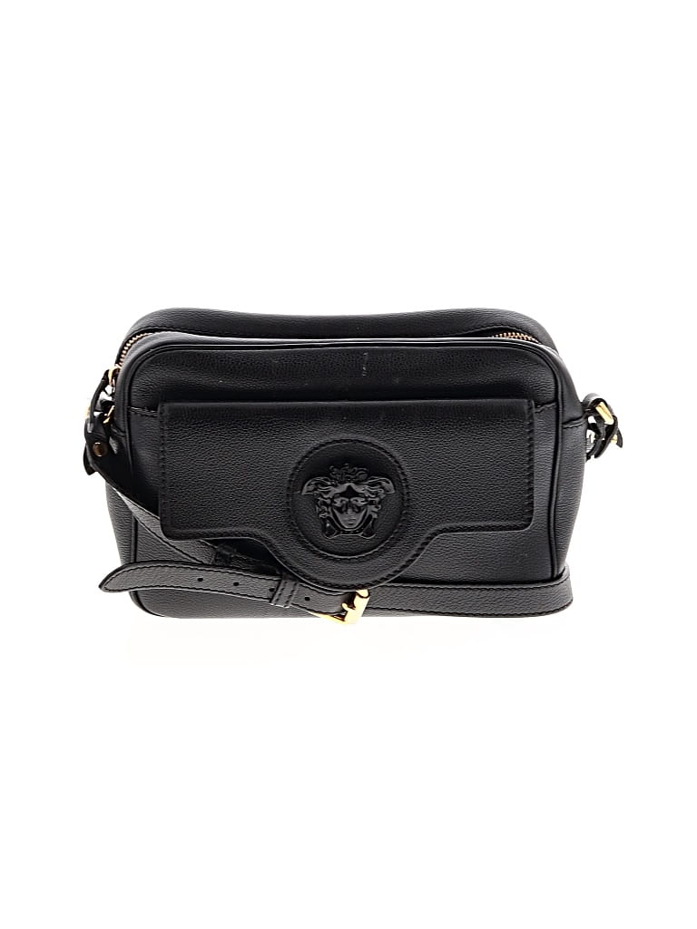 Pre-owned Versace Leather Crossbody Bag In Black