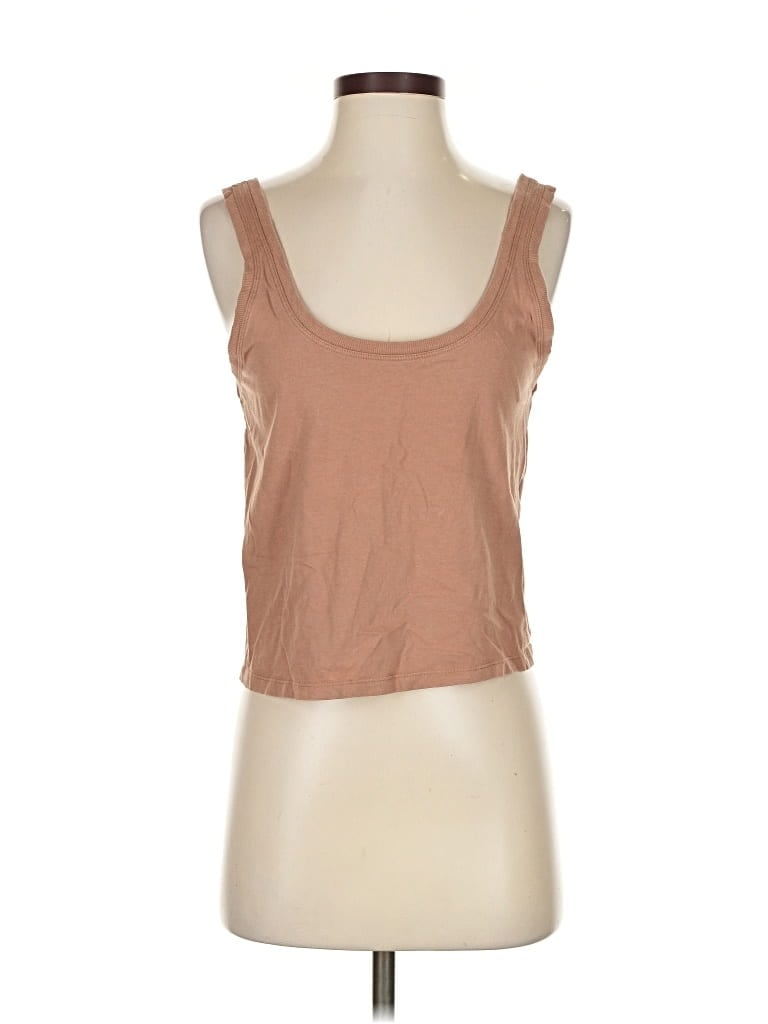 Pre-owned Zara Tank Top Tan Strapless Neckline Tops In Brown