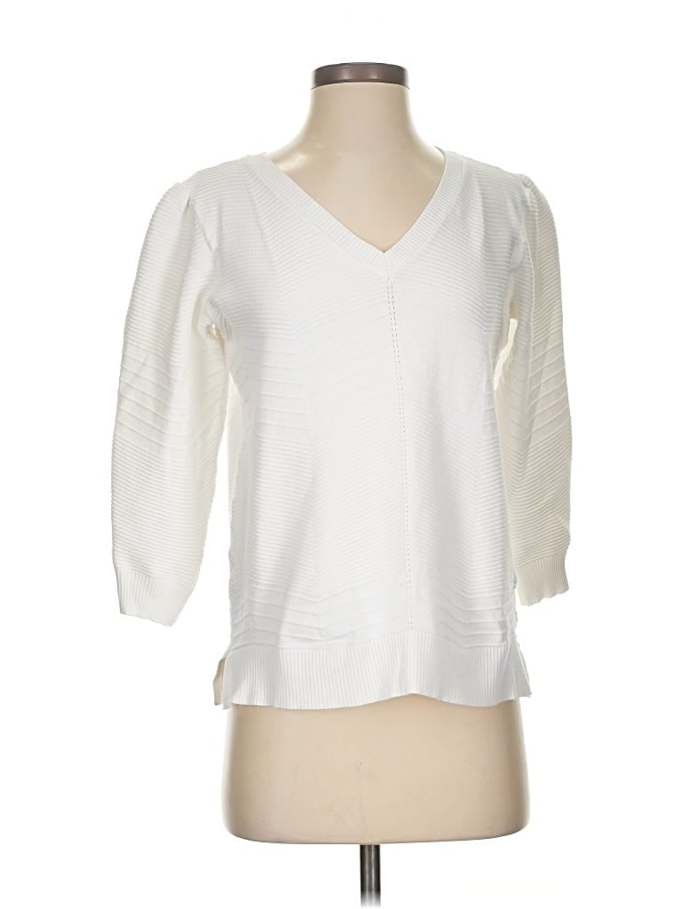 Pre-owned Tahari Cardigan Sweater In White